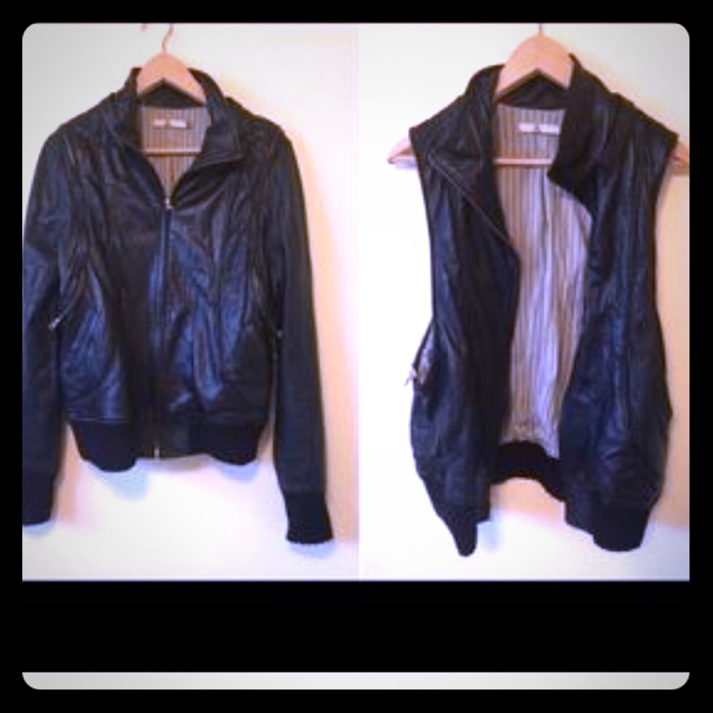 Mike & Chris Black Leather Jacket Sz M